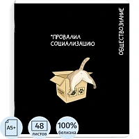 Тетрадь предметная по обществознанию Феникс+ Коты мемы А5+ 48 листов в клетку TWIN лак