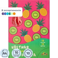 Бумага цветная Апплика (А4, 10 листов, 10 цветов, бархатная)