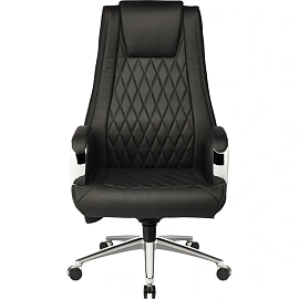 Кресло для руководителя Easy Chair EChair-518 ML чёрное (натуральная кожа с компаньоном, металл хромированный)