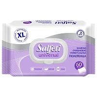 Полотенца влажные XL 60 шт., 18х25 см, SALFETI "Universal", универсальные, крышка-клапан, 72586