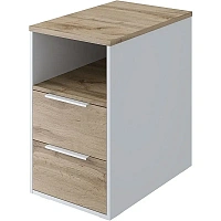 Тумба приставная Комус Мебель K-Loft 241T001 (дуб натуральный/белый, 436х670х752 мм, 2 ящика)