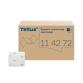 Бумага туалетная листовая Tellus T3 1-слойная белая 40 пачек по 250 листов (114272)