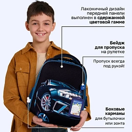 Ранец BRAUBERG FIT, 2 отделения, "Супермашина", 38х27х14 см, 272024